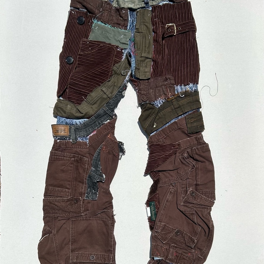 Brick Denim - Cargo Patchwork Pants - Muddy Brown
